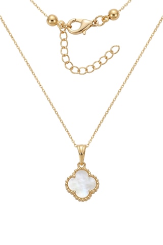 Collier trèfle - Laiton plaqué or & perle nacre