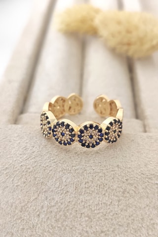 Bague - Plaqué or jaune et zircons