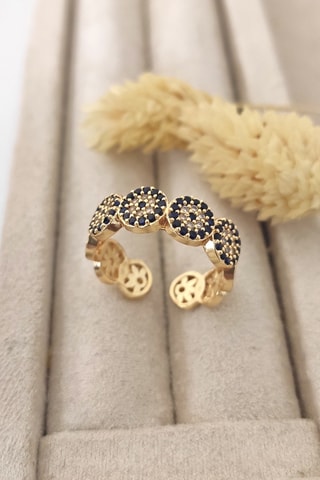 Bague - Plaqué or jaune et zircons