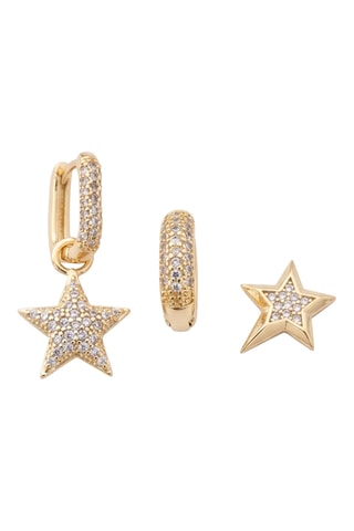 3 boucles d'oreille dorées à l'or fin - Zircons