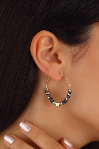 Boucles d'oreilles créoles - Laiton plaqué or & pierres de cristal