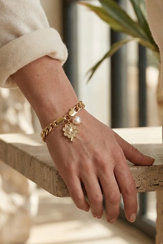Bracelet - Plaqué or jaune et zircons