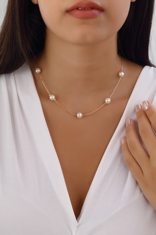 Collier - Laiton plaqué or & perles