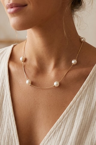 Collier - Laiton plaqué or & perles