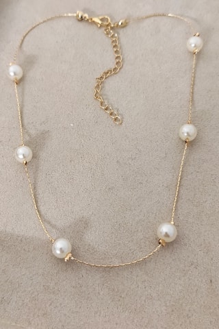 Collier - Laiton plaqué or & perles