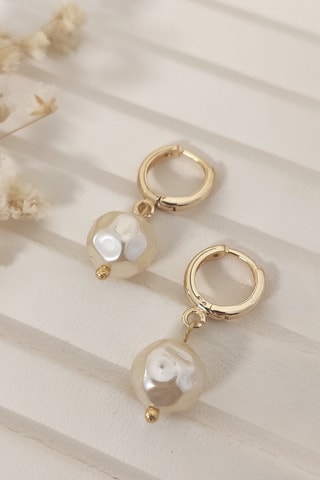 Boucles d'oreilles - Laiton plaqué or & perle