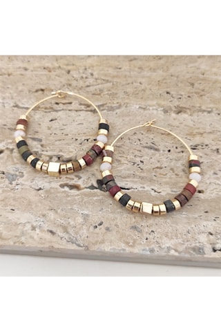 Boucles d'oreilles créoles - Laiton plaqué &  pierres variscite