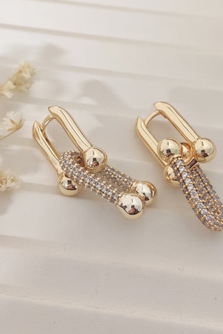 Boucles d'oreilles - Laiton plaqué or & zirconium