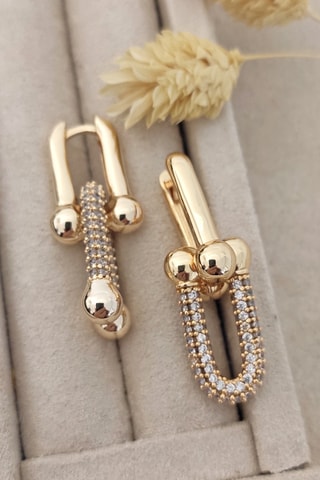 Boucles d'oreilles - Laiton plaqué or & zirconium
