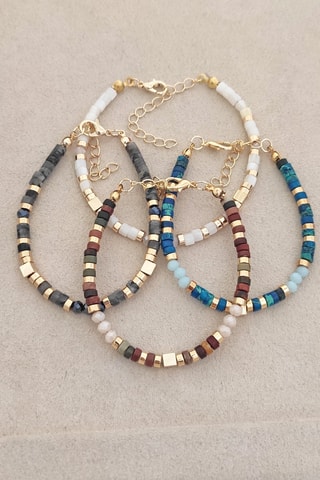 Bracelet - Laiton plaqué or & perles - Turquoise
