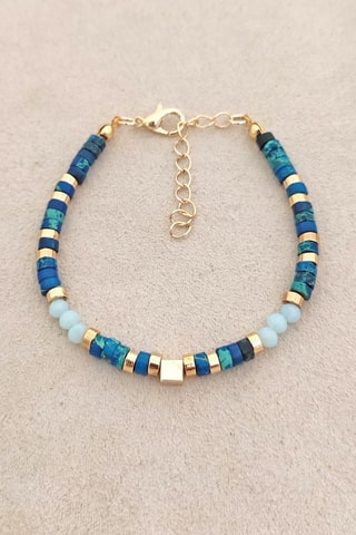 Bracelet - Laiton plaqué or & perles - Turquoise