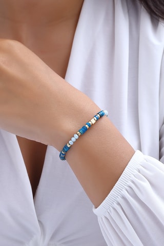 Bracelet - Laiton plaqué or & perles - Turquoise