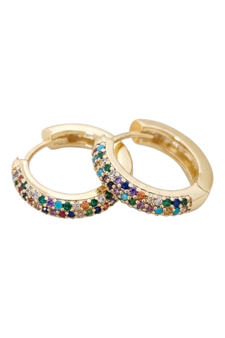 Boucles d'oreilles - Mini créoles - Multicolore - Laiton plaqué or & zircon