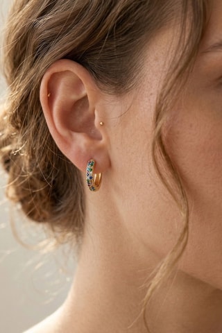 Boucles d'oreilles - Mini créoles - Multicolore - Laiton plaqué or & zircon