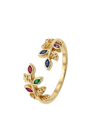 Bague dorée à l'or fin jaune - Zircons