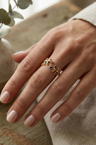Bague dorée à l'or fin jaune - Zircons