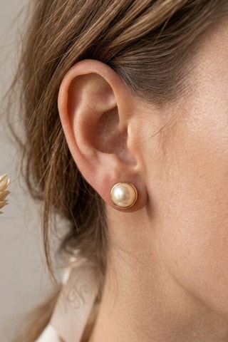 Boucles d'oreilles - Laiton plaqué or & perle