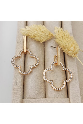 Boucles d’oreilles dorées à l'or fin - Zircons