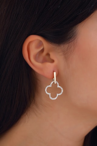 Boucles d’oreilles dorées à l'or fin - Zircons