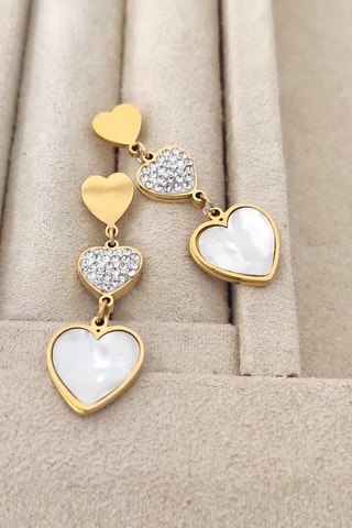 Boucles d’oreilles dorées à l'or fin - Nacre et zircons
