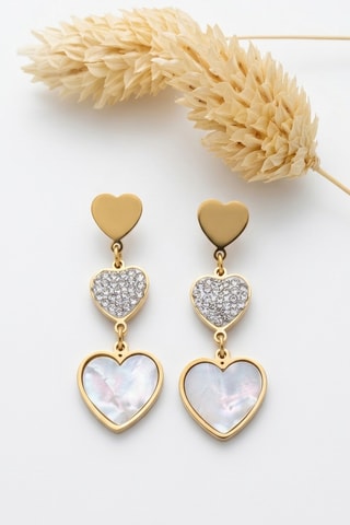 Boucles d’oreilles dorées à l'or fin - Nacre et zircons