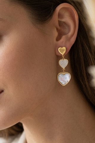 Boucles d’oreilles dorées à l'or fin - Nacre et zircons