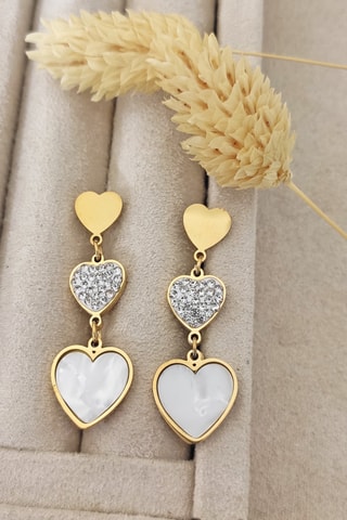 Boucles d’oreilles dorées à l'or fin - Nacre et zircons