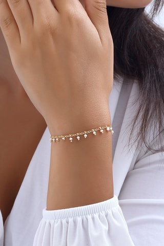 Bracelet chaîne - Laiton plaqué or & cristal