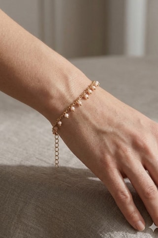 Bracelet chaîne - Laiton plaqué or & cristal