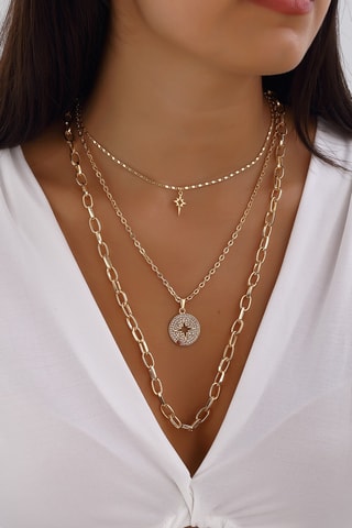 Collier doré à l'or fin - Zircons