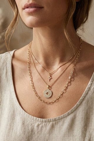 Collier doré à l'or fin - Zircons