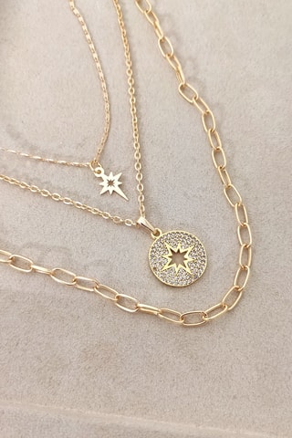Collier doré à l'or fin - Zircons