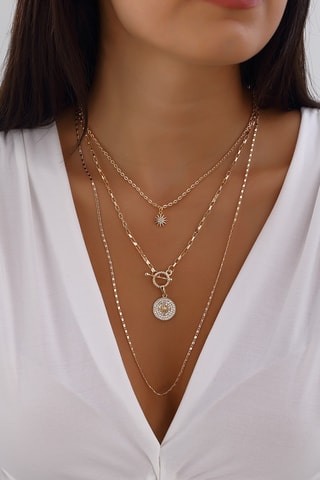 Collier doré à l'or fin - Zircons