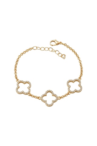Bracelet trèfle - Laiton plaqué or & pierres de nacre - Doré