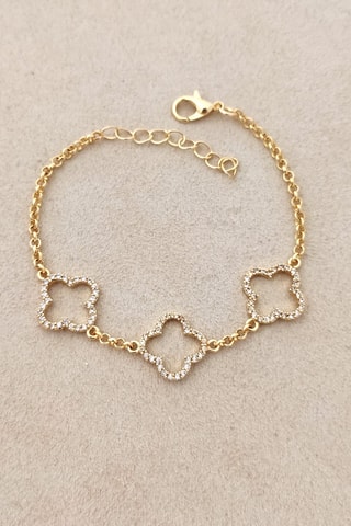 Bracelet trèfle - Laiton plaqué or & pierres de nacre - Doré