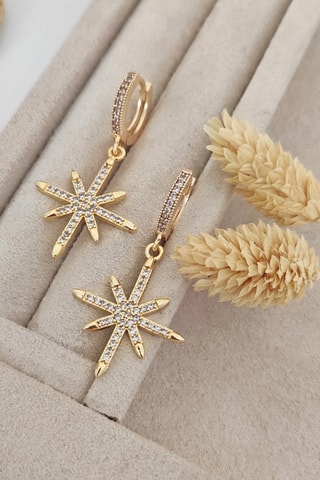 Boucles d’oreilles dorées à l'or fin - Zircons