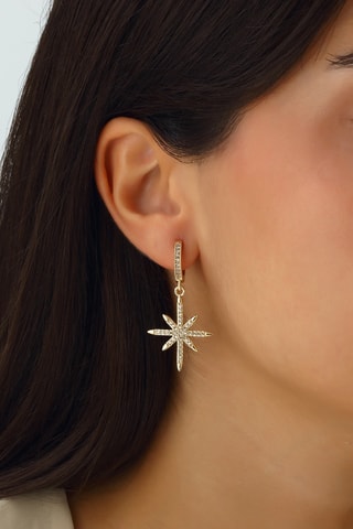 Boucles d’oreilles dorées à l'or fin - Zircons