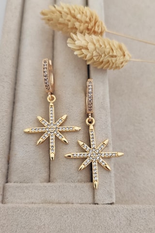 Boucles d’oreilles dorées à l'or fin - Zircons
