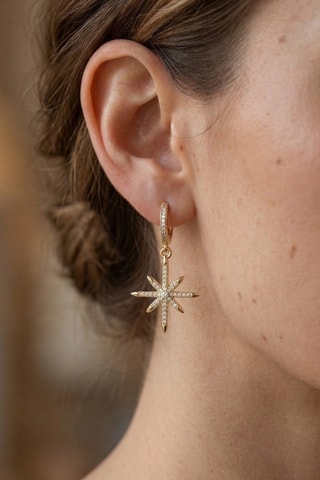 Boucles d’oreilles dorées à l'or fin - Zircons