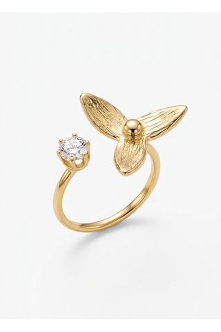 Bague ajustable - Laiton plaqué or & zircon