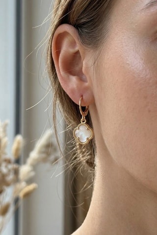 Boucles d’oreilles dorées à l'or fin - Nacre