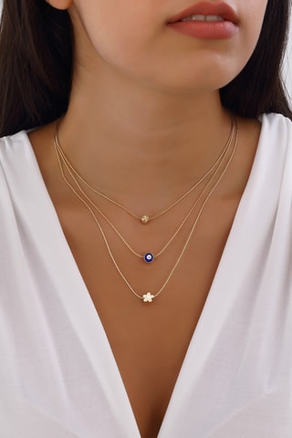Collier - Laiton plaqué - Perles œil protecteur & étoile