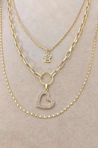 Collier multiple - Laiton doré & zircon