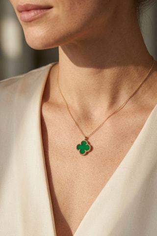 Collier doré à l'or fin - Malachite