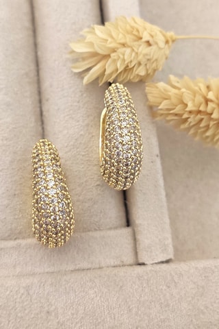 Boucles d'oreilles - Laiton plaqué or & zircon
