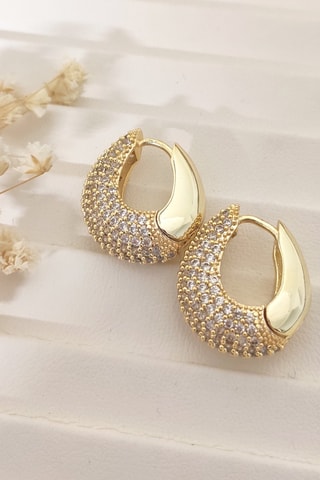 Boucles d'oreilles - Laiton plaqué or & zircon
