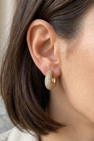 Boucles d'oreilles - Laiton plaqué or & zircon