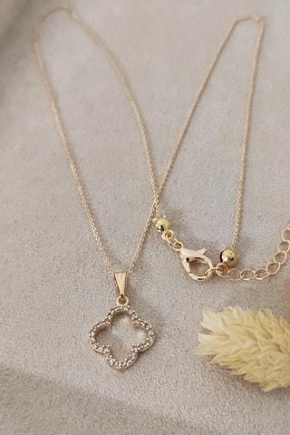 Collier doré à l'or fin - Zircons