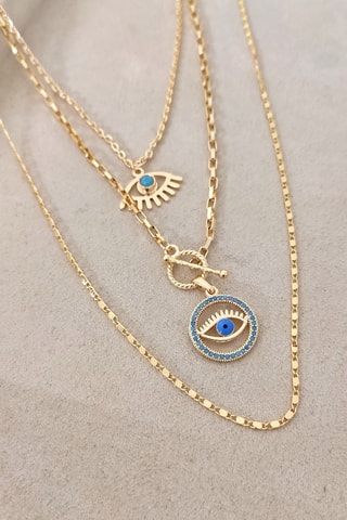 Collier multiple - Laiton doré & zircon