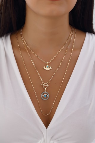 Collier multiple - Laiton doré & zircon